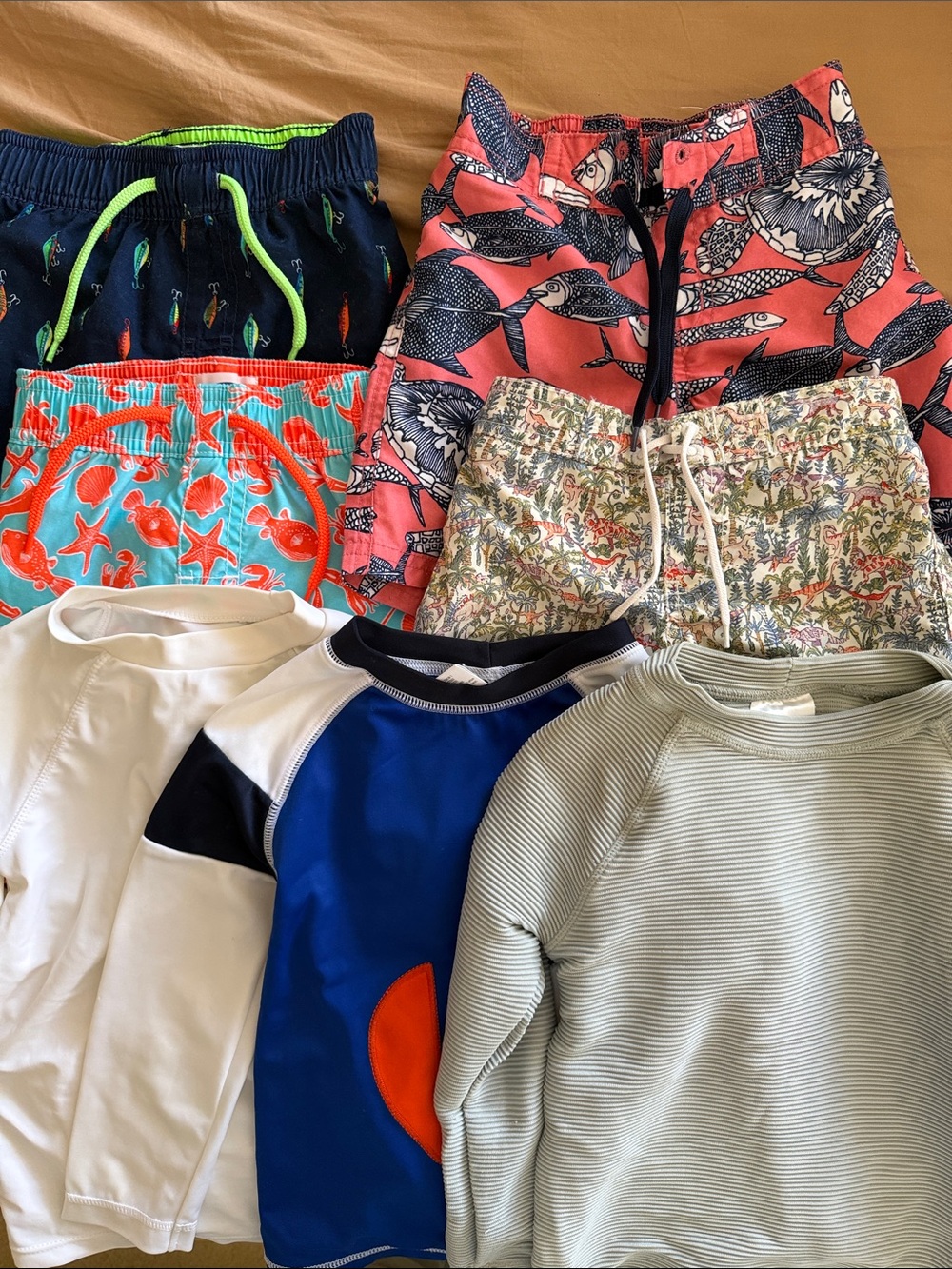 Swim shorts and rash guards